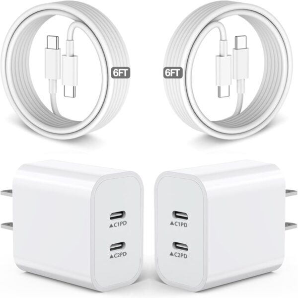 Dual USB-C Wall Charger with Cable Set