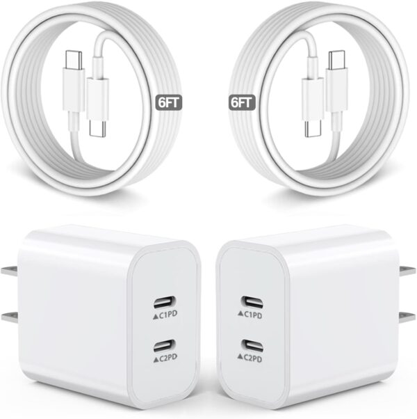 Dual USB-C Wall Charger with Cable Set