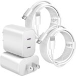 Dual Port USB-C Charger with Long Cable